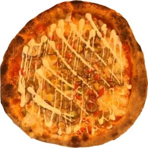 Pizza Kebab avec sauce tomate, mozzarella, viande kebab, oignons, poivrons et sauce blanche – Pizza Tassoni Gratentour