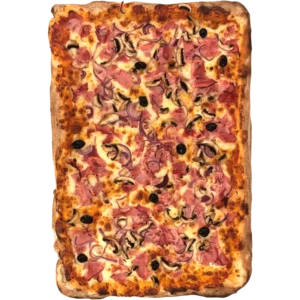 Plaque pizza 60x40 cm garnie – disponible chez Pizza Tassoni à Gratentour