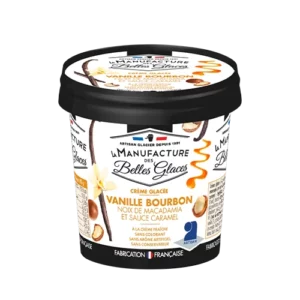 Pot de crème glacée vanille Bourbon, macadamia et caramel – vendu à Pizza Gratentour