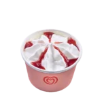 Sundae vanille framboise Miko 120 ml avec glace vanille et coulis framboise